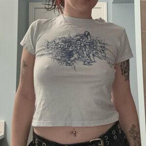 Vintage Pale Blue Metallica Baby Tee